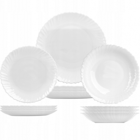 Serwis obiadowy 12 elementów biały zestaw komplet talerzy
