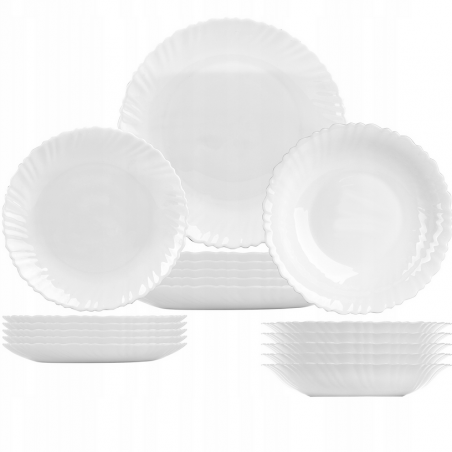 Serwis obiadowy 18 elementów biały zestaw komplet talerzy