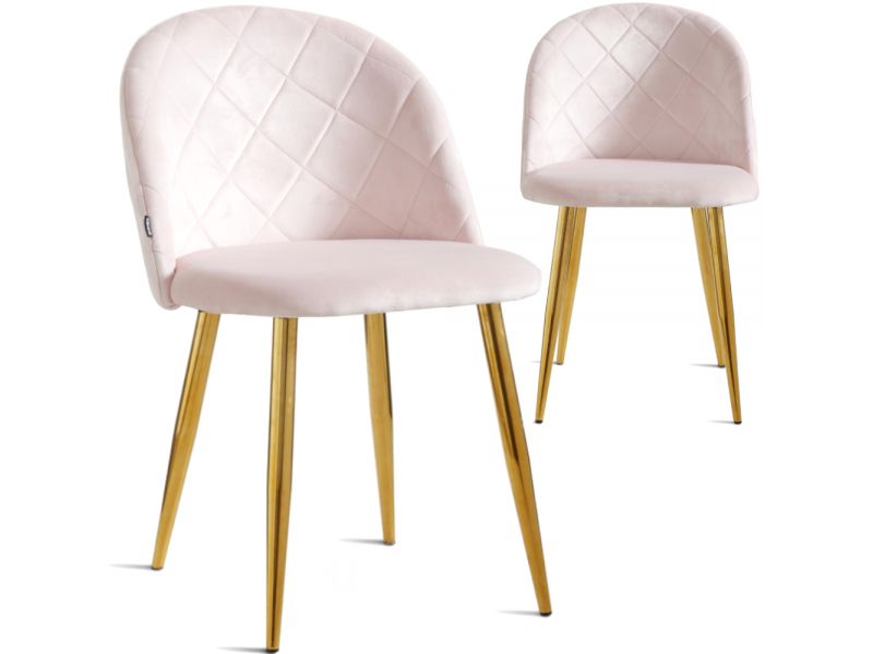 Krzesło tapicerowane welurowe glamour różowe