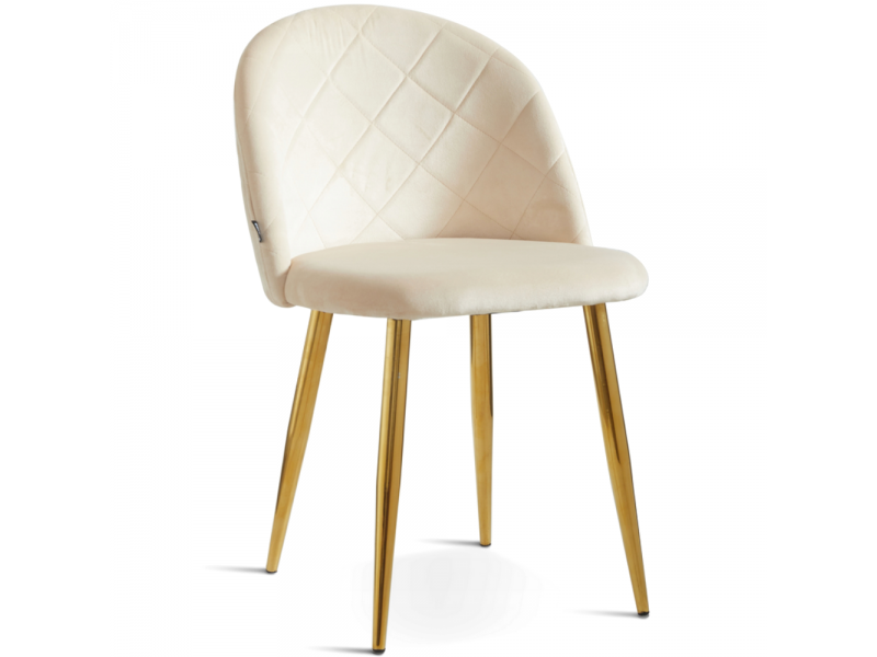 Krzesło tapicerowane welurowe glamour kremowe