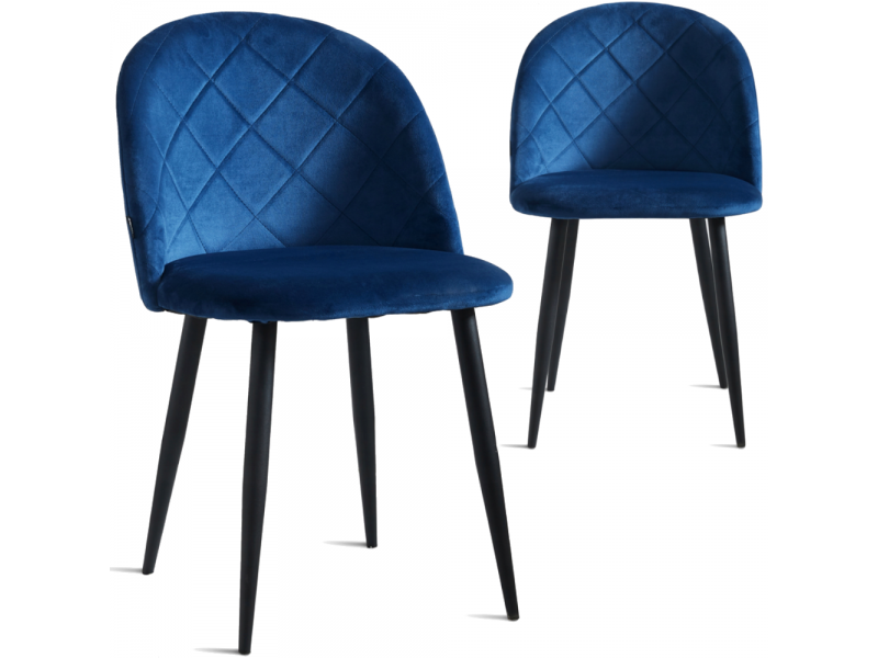 Krzesło tapicerowane welurowe glamour niebieskie