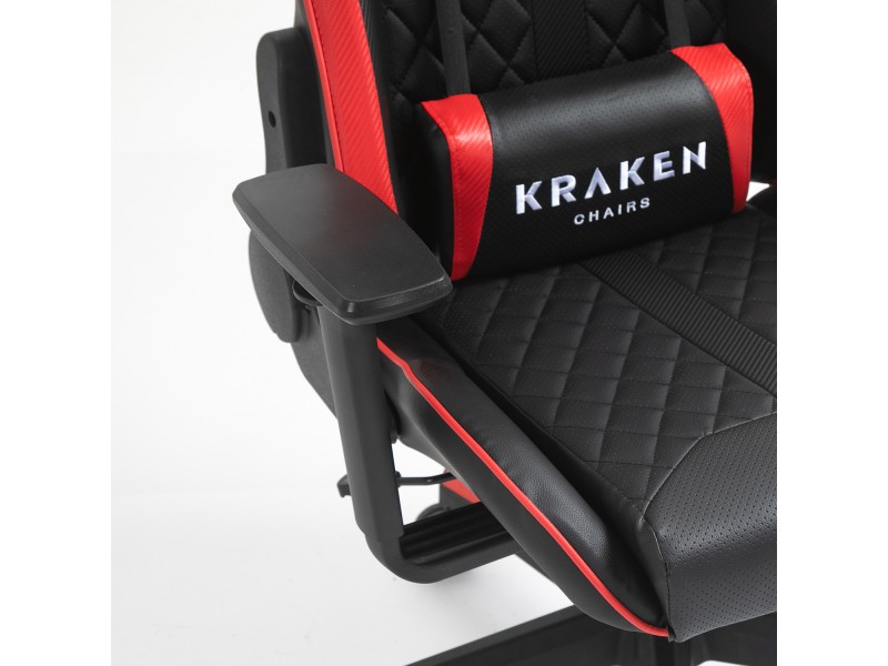 Czarno-czerwony fotel gamingowy Kraken Alpha Series