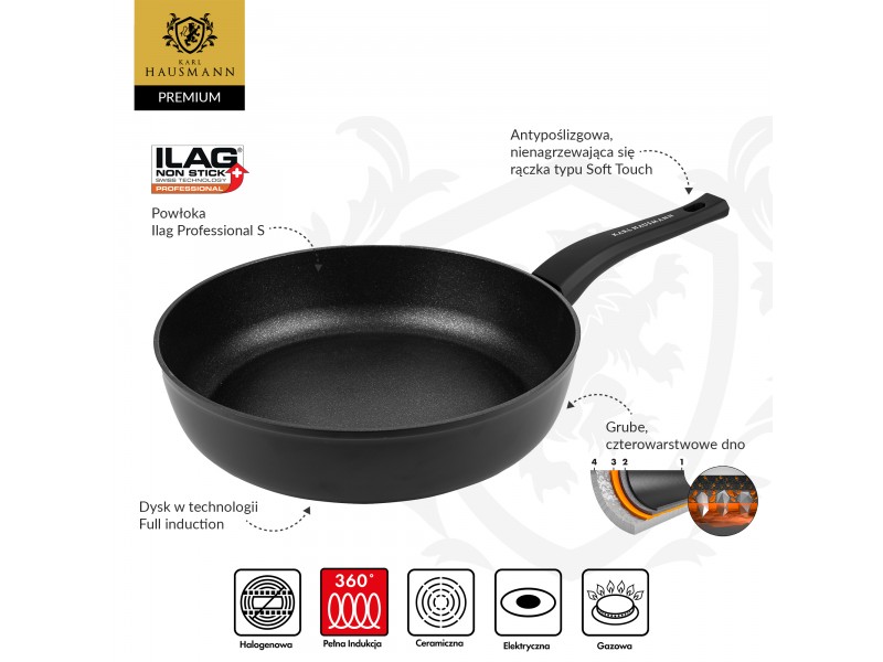 PATELNIA GŁĘBOKA GRANITOWA 28 CM NON-STICK INDUKCJA GAZ