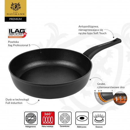 PATELNIA GŁĘBOKA GRANITOWA 28 CM NON-STICK INDUKCJA GAZ