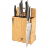 KOMPLET 5 NOŻY KUCHENNYCH W BLOKU MAGNETYCZNYM + DESKA BAMBUSOWA