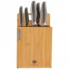 KOMPLET 5 NOŻY KUCHENNYCH W BLOKU MAGNETYCZNYM + DESKA BAMBUSOWA