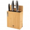 KOMPLET 5 NOŻY KUCHENNYCH W BLOKU MAGNETYCZNYM + DESKA BAMBUSOWA