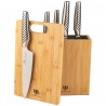 KOMPLET 5 NOŻY KUCHENNYCH W BLOKU MAGNETYCZNYM + DESKA BAMBUSOWA