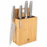 KOMPLET 5 NOŻY KUCHENNYCH W BLOKU MAGNETYCZNYM + DESKA BAMBUSOWA