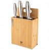 KOMPLET 5 NOŻY KUCHENNYCH W BLOKU MAGNETYCZNYM + DESKA BAMBUSOWA