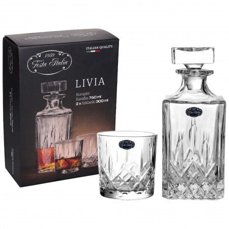 ZESTAW DO WHISKY KARAFKA 760 ML + 2 X SZKLANKA 300 ML LIVIA