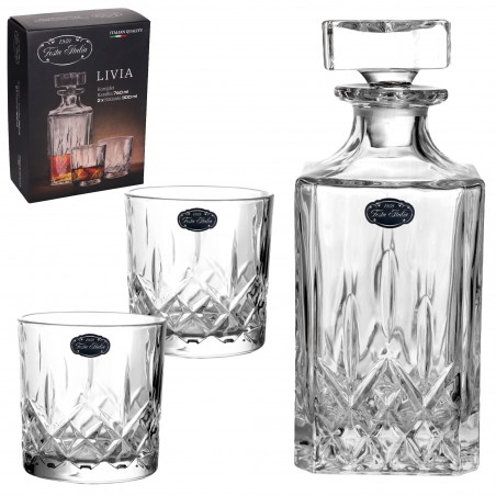 ZESTAW DO WHISKY KARAFKA 760 ML + 2 X SZKLANKA 300 ML LIVIA