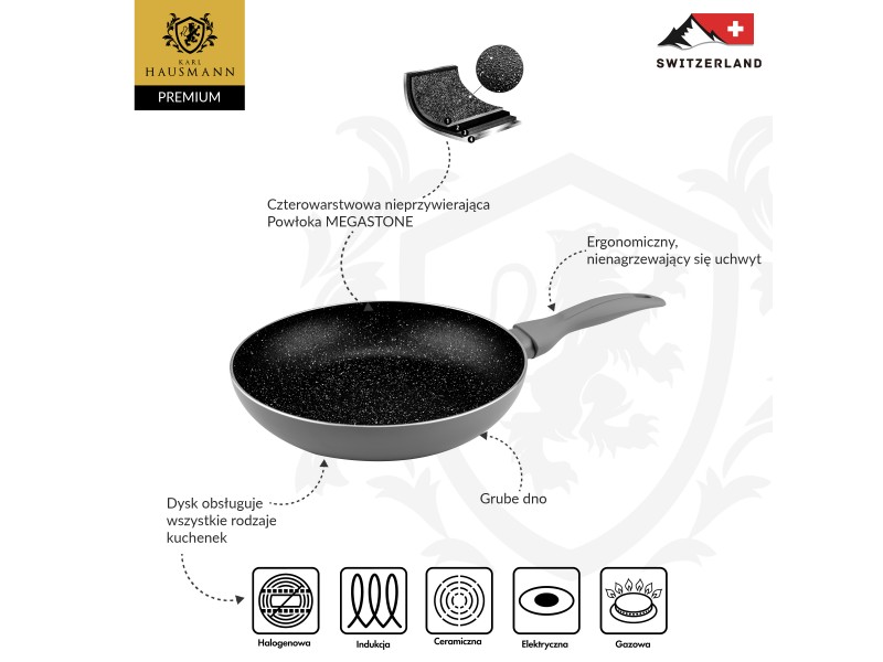 PATELNIA ALUMINIOWA NON-STICK INDUKCJA GAZ 24 cm