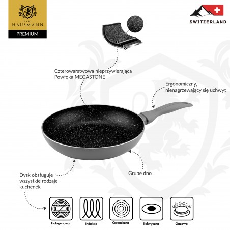 PATELNIA ALUMINIOWA NON-STICK INDUKCJA GAZ 24 cm