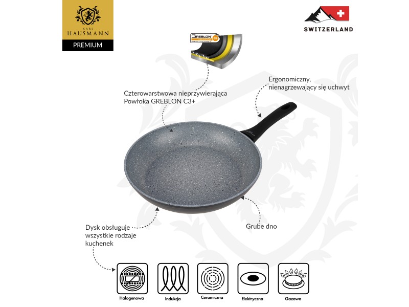 PATELNIA TRADYCYJNA INDUKCJA GAZ 28 cm NON-STICK