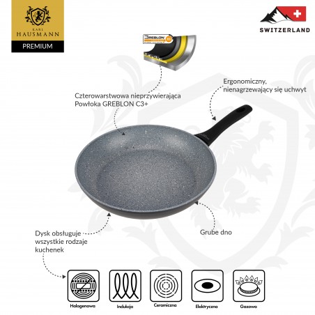 PATELNIA TRADYCYJNA INDUKCJA GAZ 28 cm NON-STICK