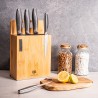 KOMPLET 5 NOŻY KUCHENNYCH W BLOKU MAGNETYCZNYM + DESKA BAMBUSOWA