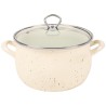Garnek Emaliowany 6,5L Kremowy Marmur Tradycyjny Garnek na Indukcję, Gaz Helena Silesia Emalia