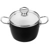 Garnek Emaliowany 3L z Pokrywką Czarny Tradycyjny Garnek na Indukcję Gaz Maryna Silesia Emalia