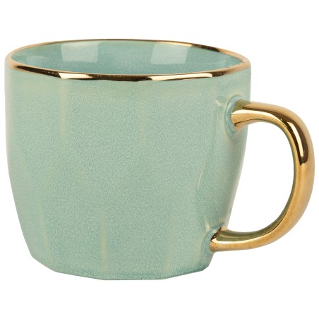 Kubek Porcelanowy 400 ml Miętowy ze Złotym Uchem