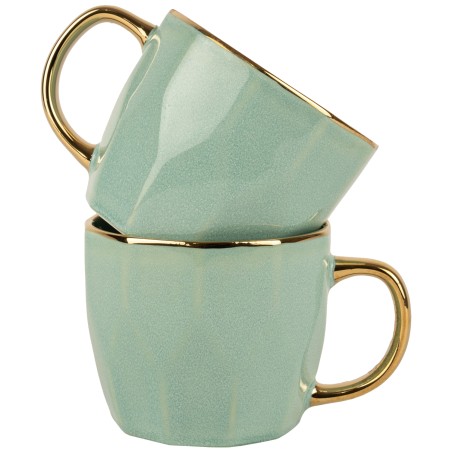 Kubek Porcelanowy 400 ml Miętowy ze Złotym Uchem