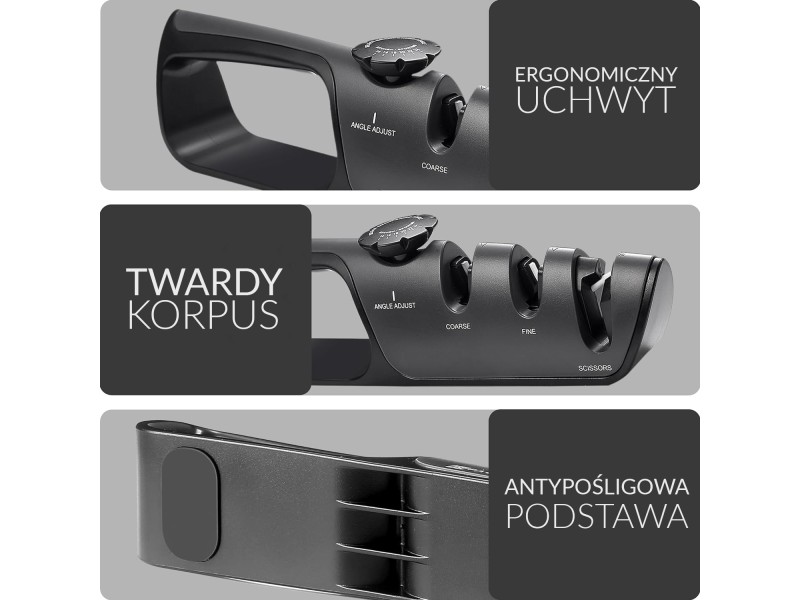 Ostrzałka kuchenna do noży z regulacją kąta ostrzenia solidne ostrze