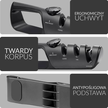 Ostrzałka kuchenna do noży z regulacją kąta ostrzenia solidne ostrze