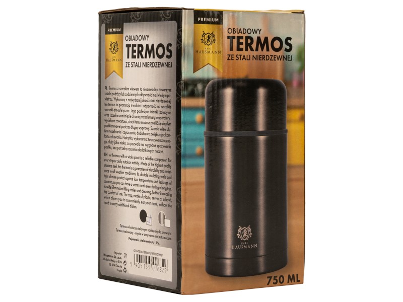 Termos obiadowy ze stali nierdzewnej 750ml Czarny