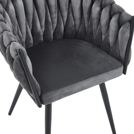 Krzesło welurowe pikowane szare KING VIKING – eleganckie tapicerowane krzesło do salonu, jadalni, sypialni