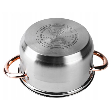Garnek ze stali nierdzewnej 1,3L Karl Hausmann Solid Gold na indukcję z pokrywką – elegancki garnek stalowy do kuchni