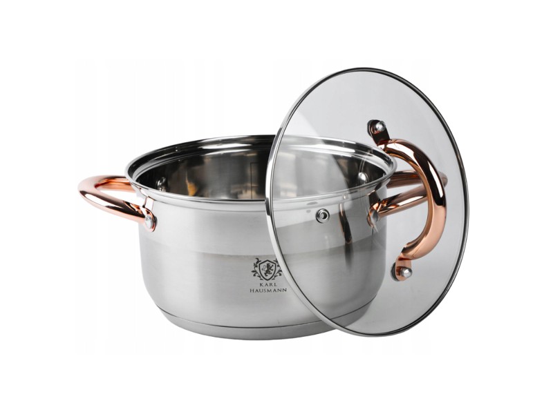 Garnek ze stali nierdzewnej 1,3L Karl Hausmann Solid Gold na indukcję z pokrywką – elegancki garnek stalowy do kuchni