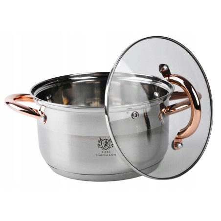 Garnek ze stali nierdzewnej 1,3L Karl Hausmann Solid Gold na indukcję z pokrywką – elegancki garnek stalowy do kuchni