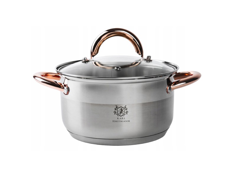 Garnek ze stali nierdzewnej 1,3L Karl Hausmann Solid Gold na indukcję z pokrywką – elegancki garnek stalowy do kuchni