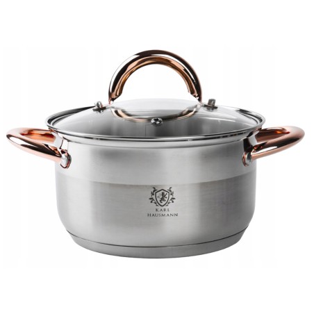 Garnek ze stali nierdzewnej 1,3L Karl Hausmann Solid Gold na indukcję z pokrywką – elegancki garnek stalowy do kuchni