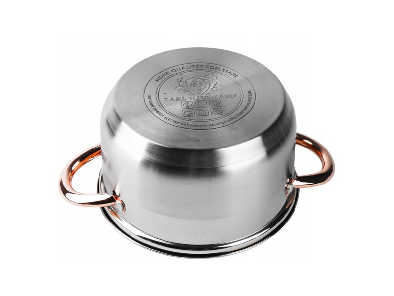 Garnek ze stali nierdzewnej 1,6L Karl Hausmann Solid Gold na indukcję z pokrywką – elegancki garnek stalowy do kuchni