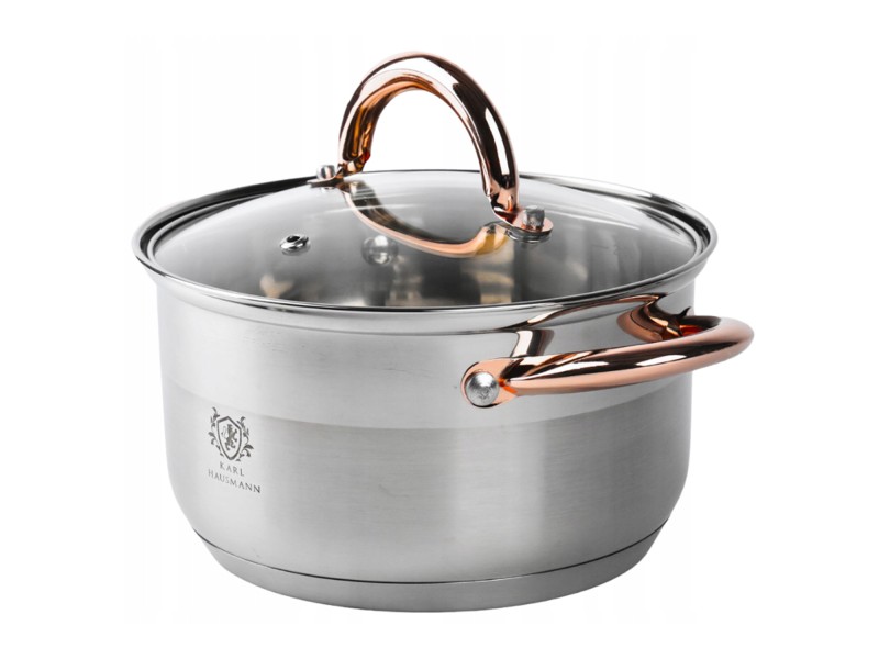 Garnek ze stali nierdzewnej 4L Karl Hausmann Solid Gold na indukcję z pokrywką – elegancki garnek stalowy do kuchni