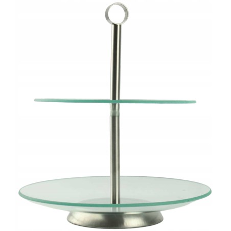 Szklana patera 2-poziomowa FESTA ITALIA Silvia 25/21 cm – do ciasta, owoców, deserów
