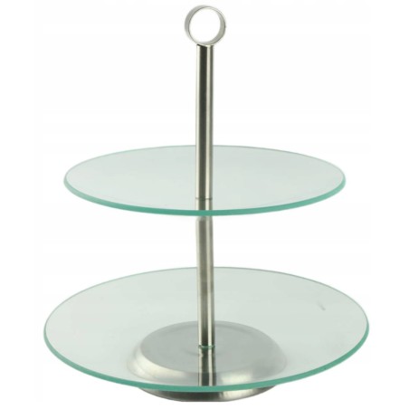 Szklana patera 2-poziomowa FESTA ITALIA Silvia 25/21 cm – do ciasta, owoców, deserów