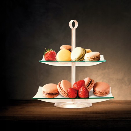 Szklana patera 2-poziomowa FESTA ITALIA Savona 24 cm na ciasto owoce muffinki desery