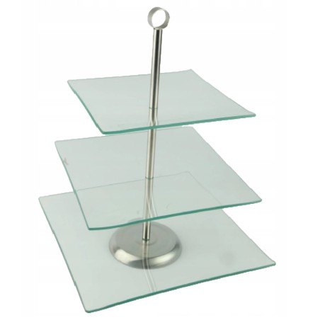Szklana patera 3-poziomowa FESTA ITALIA Savona – do ciasta, owoców i deserów, 40 cm