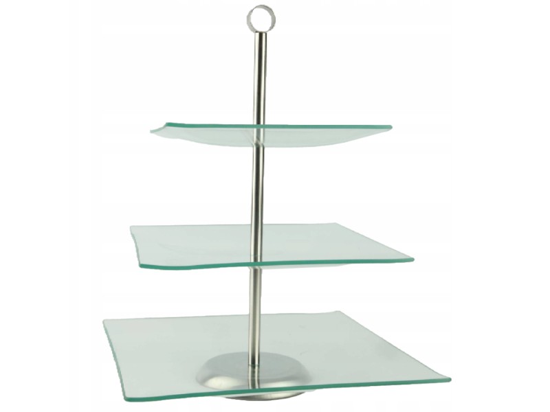 Szklana patera 3-poziomowa FESTA ITALIA Savona – do ciasta, owoców i deserów, 40 cm