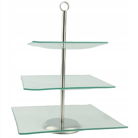 Szklana patera 3-poziomowa FESTA ITALIA Savona – do ciasta, owoców i deserów, 40 cm