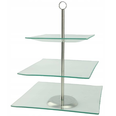Szklana patera 3-poziomowa FESTA ITALIA Savona – do ciasta, owoców i deserów, 40 cm