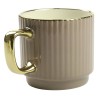 Porcelanowy kubek 320 ml ciemnobeżowy ze złotym zdobieniem – elegancki kubek do kawy i herbaty Festa Italia