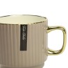 Porcelanowy kubek 320 ml ciemnobeżowy ze złotym zdobieniem – elegancki kubek do kawy i herbaty Festa Italia