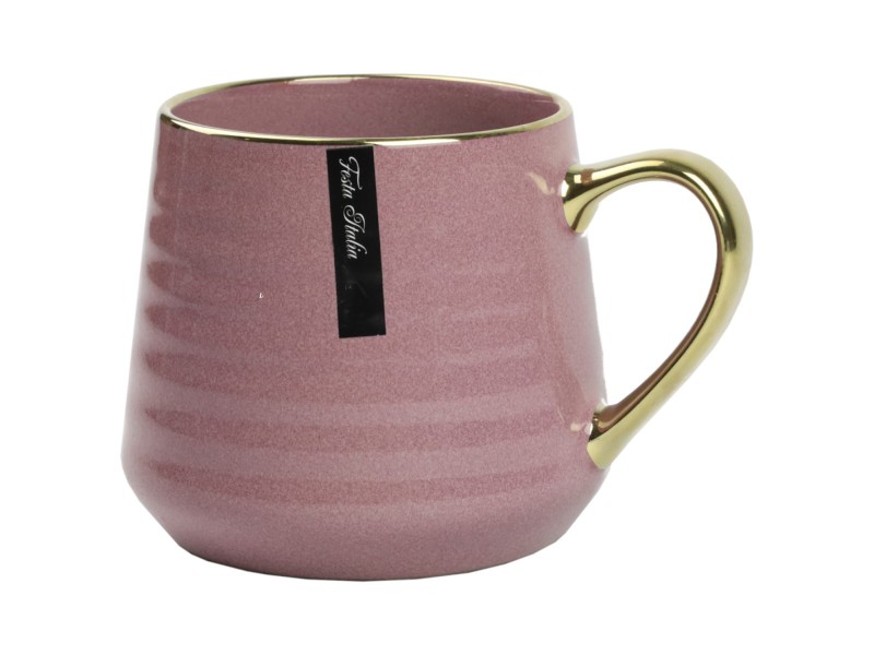 Kubek porcelanowy 570 ml ciemny fiolet ze złotem – elegancki kubek do kawy i herbaty Festa Italia