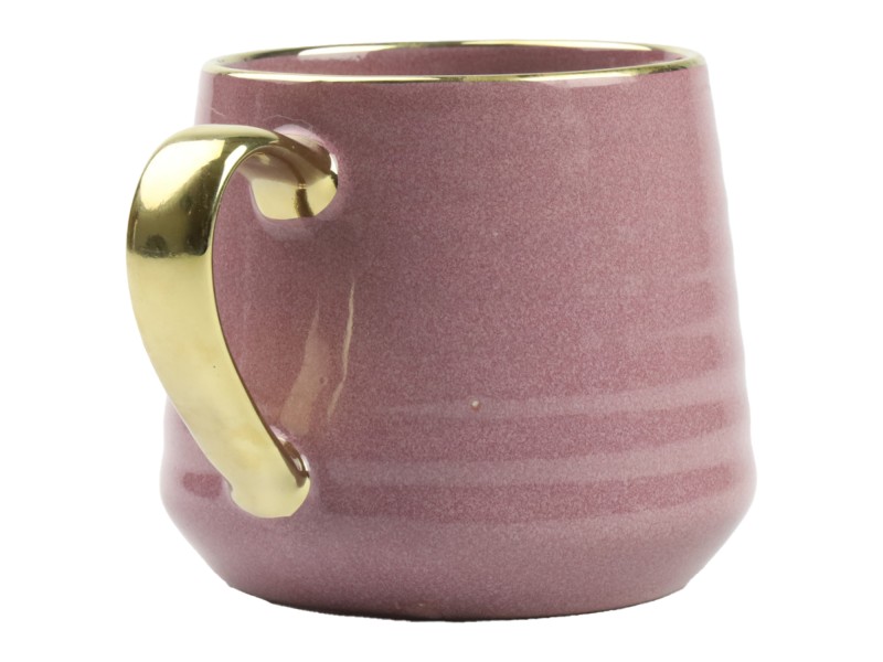 Kubek porcelanowy 570 ml ciemny fiolet ze złotem – elegancki kubek do kawy i herbaty Festa Italia