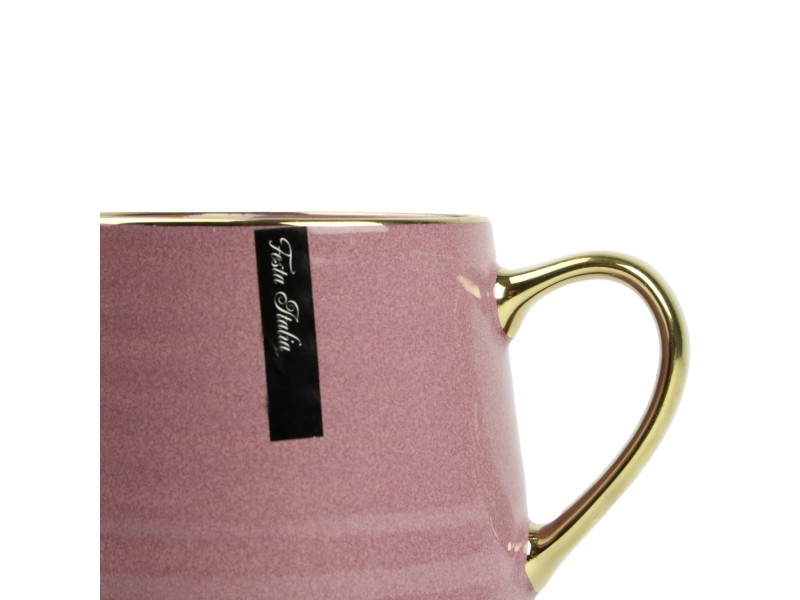 Kubek porcelanowy 570 ml ciemny fiolet ze złotem – elegancki kubek do kawy i herbaty Festa Italia