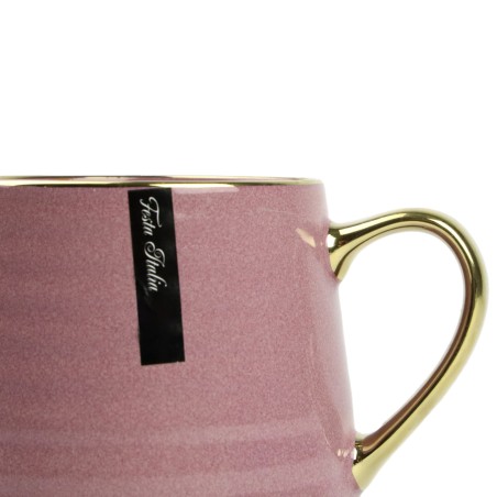 Kubek porcelanowy 570 ml ciemny fiolet ze złotem – elegancki kubek do kawy i herbaty Festa Italia