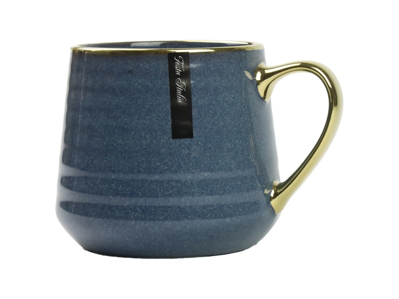 Kubek porcelanowy 570 ml granatowy ze złotem – elegancki kubek do kawy i herbaty Festa Italia